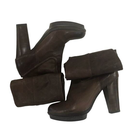 FRYE Leather Scrunch Brown Boots, Size 6.5 - Picture 3 of 12